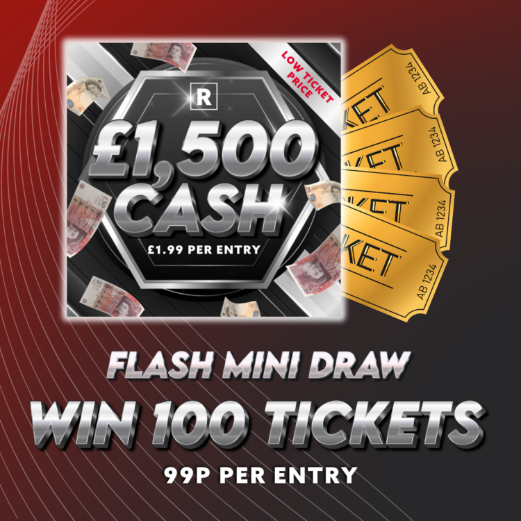 100 TICKETS - 12 Hour Flash MINI DRAW - Auto Draw