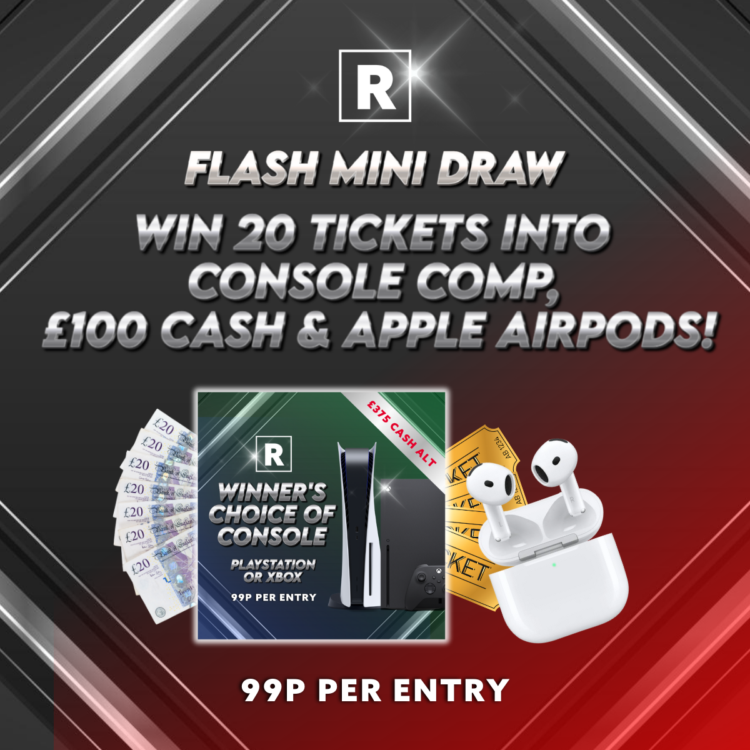 £100 Cash + AIRPODS + 20 TICKETS - 12 Hour Flash MINI DRAW - Auto Draw