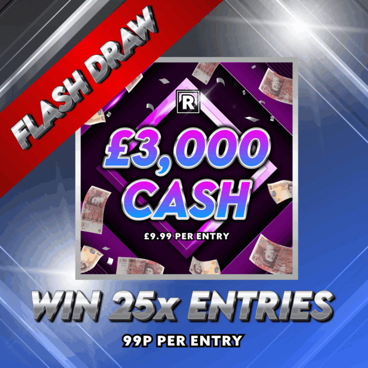 25 TICKETS - (Worth Nearly (£250) 12 Hour Flash MINI DRAW - Auto Draw